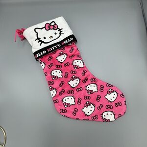 2014 Sanrio Pink Hello Kitty Soft Plush Christmas Stocking Embroidered 18" L